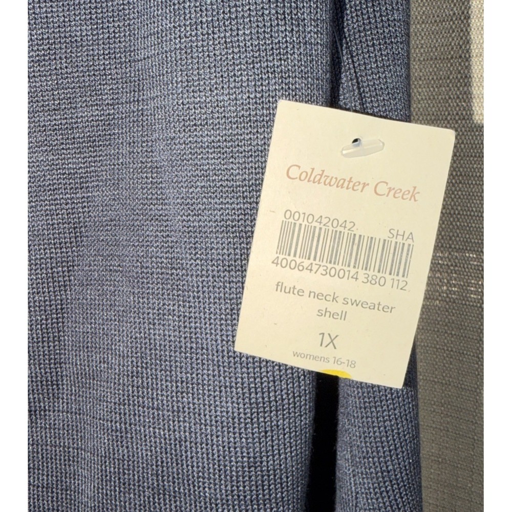 Coldwater Creek Flute Neck Silk Blend Sweater Shell Size 1X NWT Charcoal Gray - Picture 3 of 7